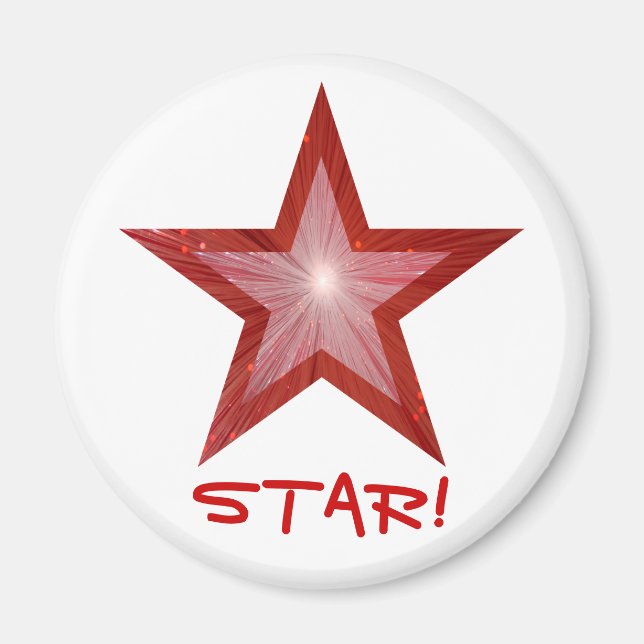 Aimant blanc rond du réfrigérateur Red Star 'STAR! (Devant)