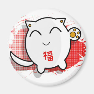 Aimant blanc/rouge chanceux japonais mignons de