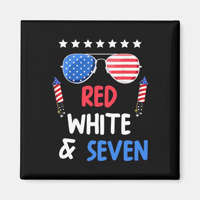 Aimant Blanc Rouge Et Sept 7E Anniversaire 4 juillet Inde (Devant)