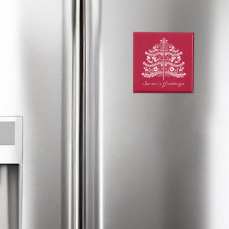 Aimant Blanc sur arbre de Noël scandinave rouge