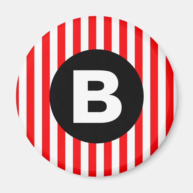 Aimant Blancs rouges Verticaux Noir Monogramme (Devant)