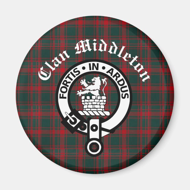 Aimant Blason de Clan Middleton et Tartan  (Devant)