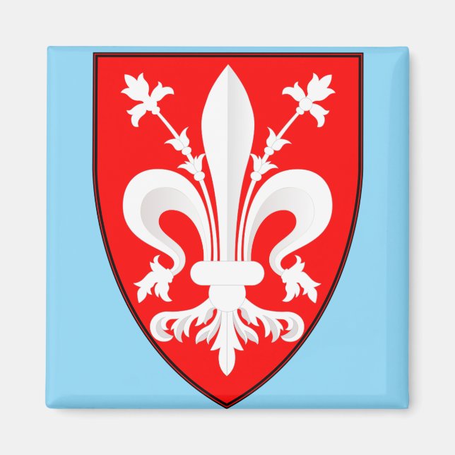 Aimant Blason de Florence Lys Florentin rouge (Devant)