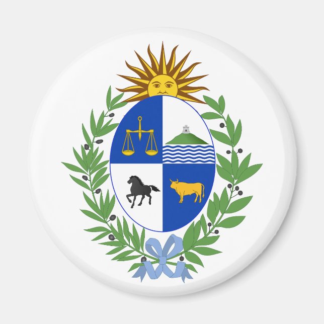 Aimant Blason national de l'Uruguay symbole emblème drape (Devant)