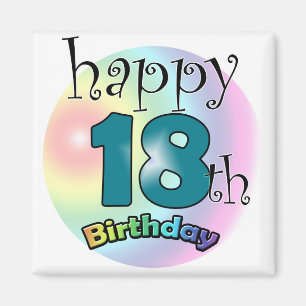 Aimant Blauwe Joyeux 18e anniversaire