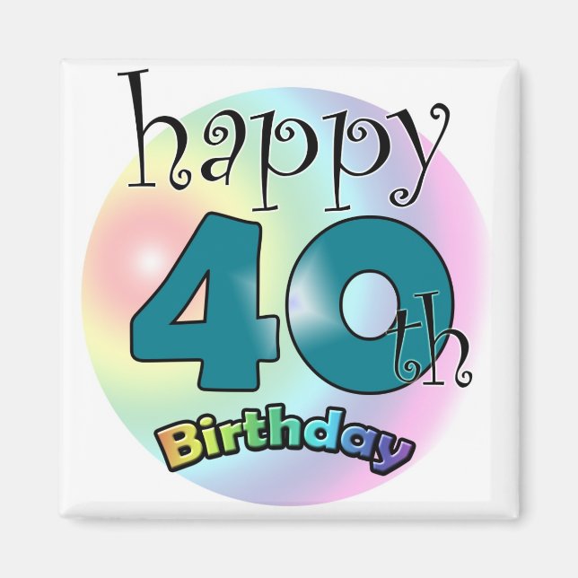 Aimant Blauwe Joyeux 40e anniversaire (Devant)