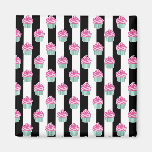 Aimant Bleck et Withe cool tendance, Cup Cakes (Devant)