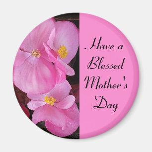 Aimant Blessed Mother's Day Pink Flowers Photo Simple