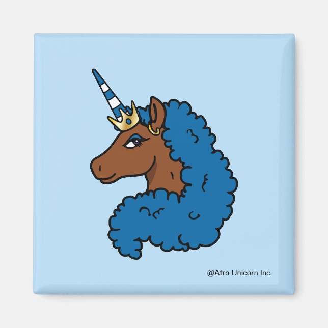 Aimant Bleu Afro Unicorn (Devant)