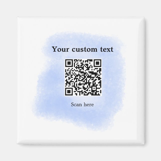 Aimant bleu aquarelle QR code scan ajouter texte personna (Devant)
