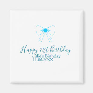 Aimant Bleu arc heureux 21e anniversaire nom date petite
