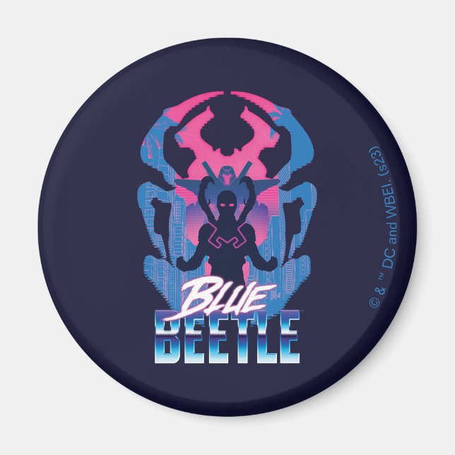 Aimant Bleu Beetle Rétrowave contre graphique (Devant)