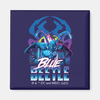Aimant Bleu Beetle Rétrowave Ville coucher du soleil