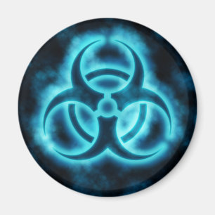 Aimant Bleu-Blanc de symbole de Biohazard de lueur