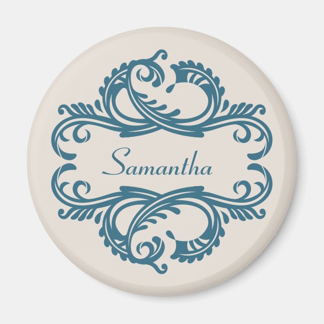 Aimant bleu chic Damask (Devant)