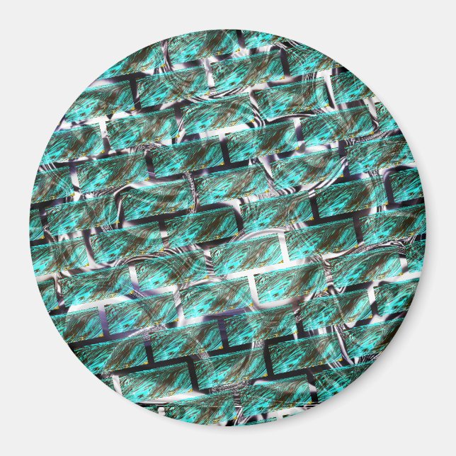 Aimant Bleu clair, bulles sur un effet de grille ou de br (Devant)