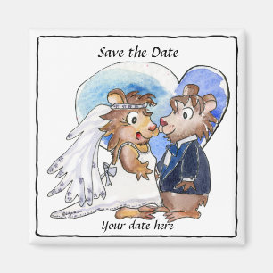 Aimant Bleu Coeur Mignonne Mariage Enregistrer la Date Ma