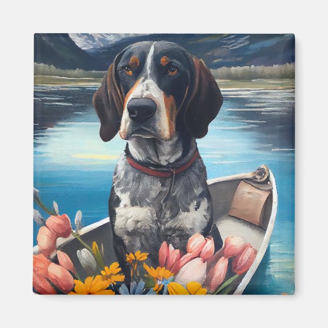 Aimant Bleu Coonhound sur une pagaie : une aventure Pitto (Devant)