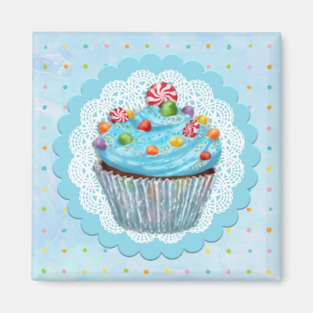 Aimant bleu cupcake (Devant)