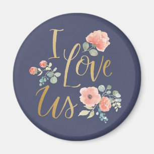 Aimant Bleu délicieux fleurissant   Je nous aime