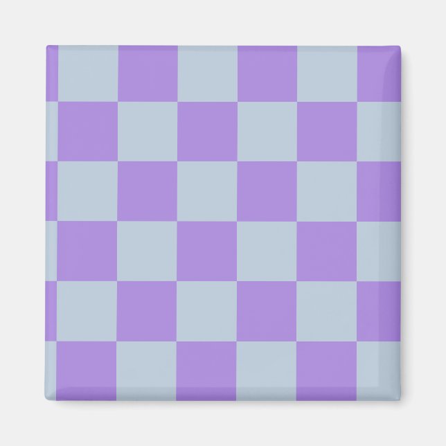 Aimant Bleu doux et carreaux lavande (Devant)