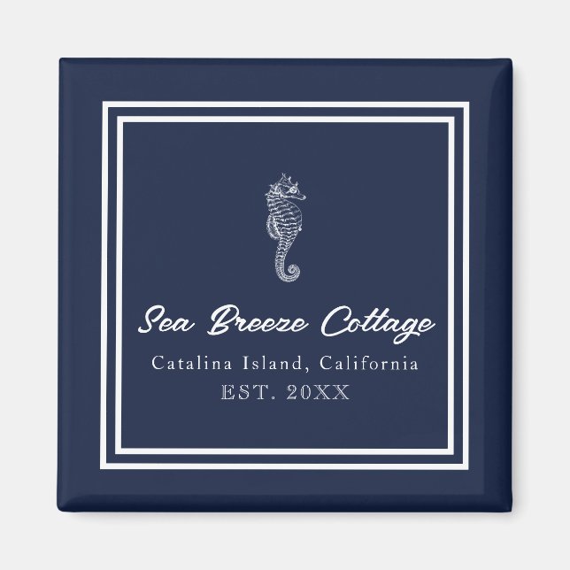 Aimant Bleu et Blanc d'inspiration balnéaire (Devant)