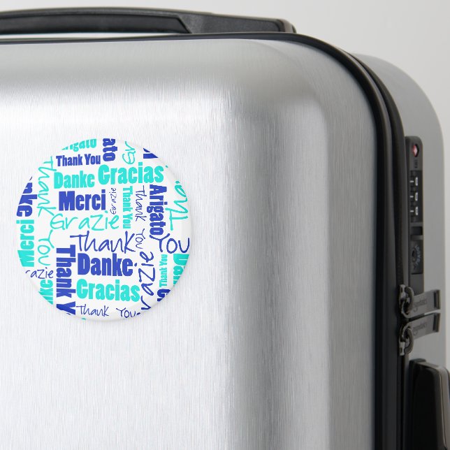 Aimant Bleu et Turquoise | Merci Word Cloud (In Situ (Bagages))
