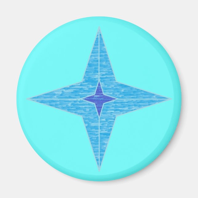 Aimant bleu étoile (rond) (Devant)