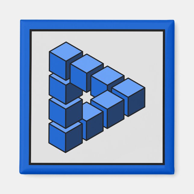 Aimant Bleu Funky gris noir Impossible Triangle Blocs (Devant)