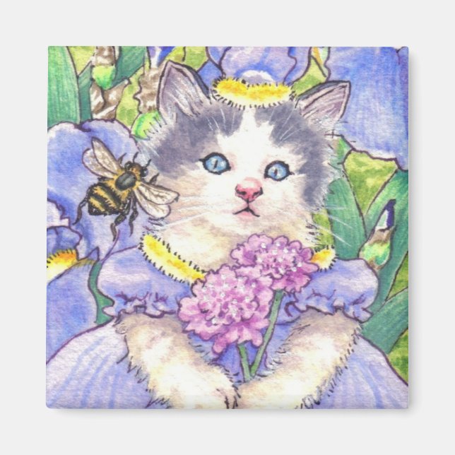 Aimant bleu Iris Kitten (Devant)