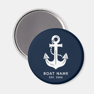 Aimant Bleu marine nautique nom de bateau personnalisé
