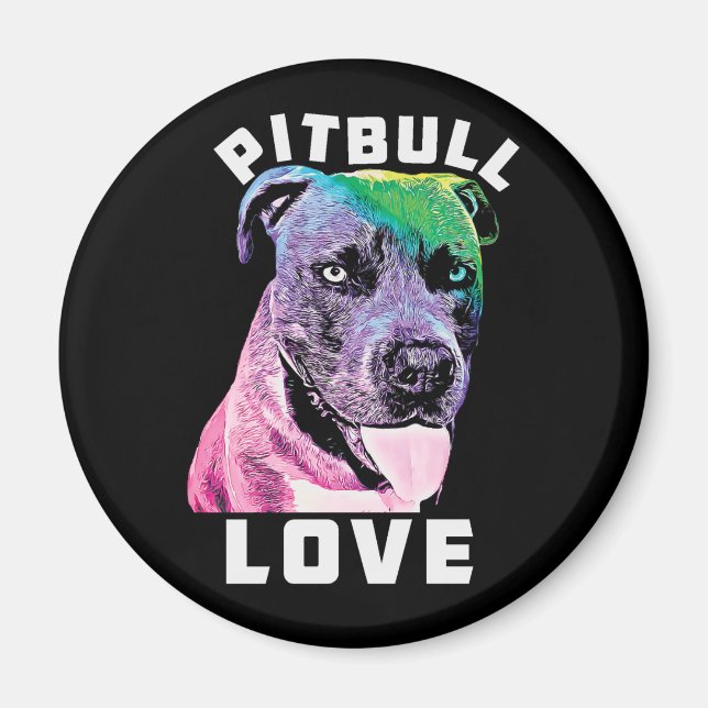 Aimant Bleu Nez Pitbull Amour Pop Style Cool (Devant)
