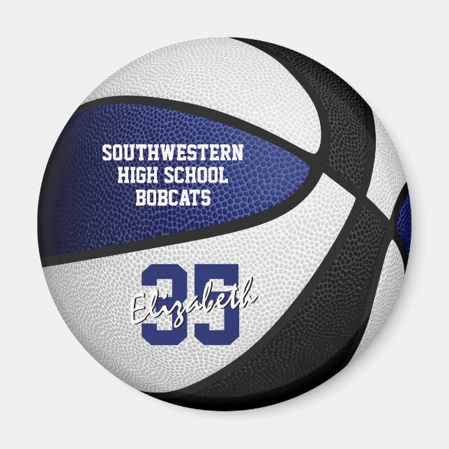 Aimant bleu noir de l'équipe de basket couleurs (Devant)