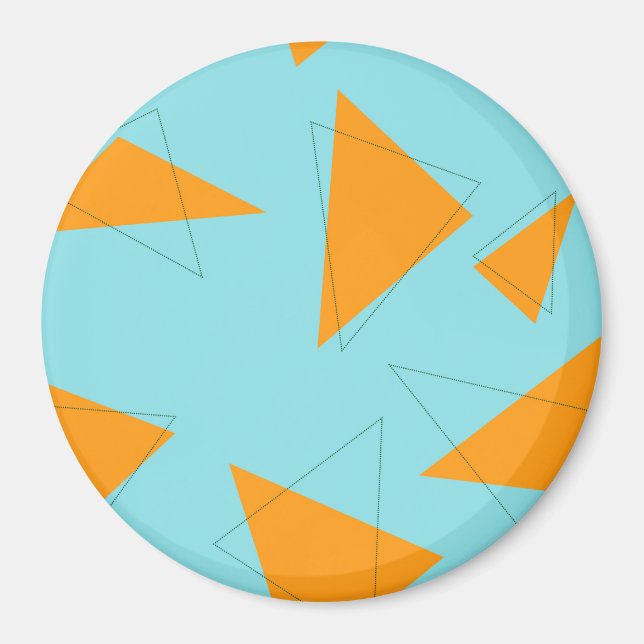 Aimant Bleu, orange, cool, tendance, moderne triangle mot (Devant)