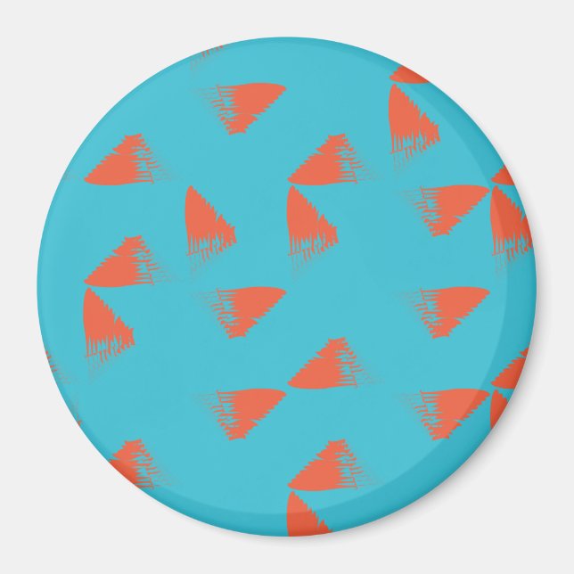 Aimant Bleu, orange, dynamique, motif géométrique tendanc (Devant)