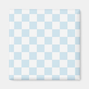 Aimant Bleu pastel et damier blanc