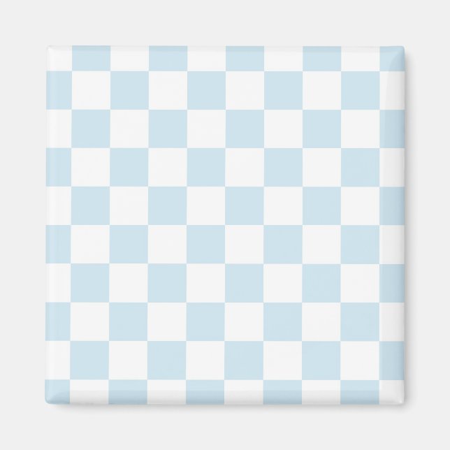 Aimant Bleu pastel et damier blanc (Devant)