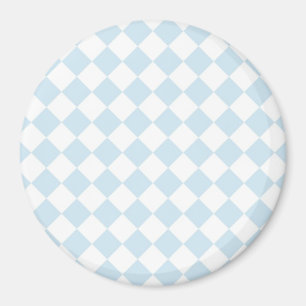 Aimant Bleu pastel et motif à carreaux diamant blanc