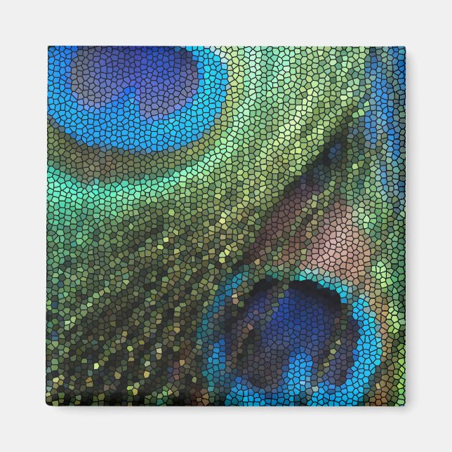 Aimant Bleu Peacock Vitrail (Devant)