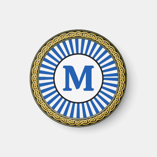 Aimant - Bleu - Personnalisé - Ajouter Initial (Devant)