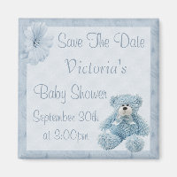 Bleu Teddy Enregistrer le Baby shower Date Boy