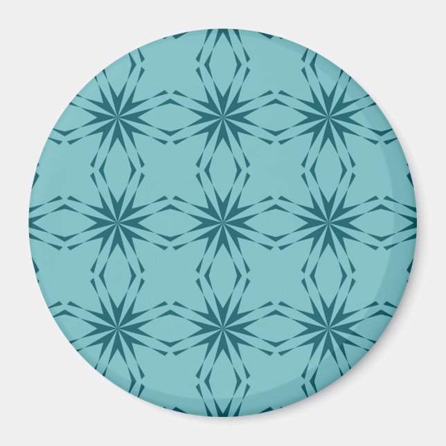 Aimant bleu turquoise, cool, abstraction fleur tendance (Devant)