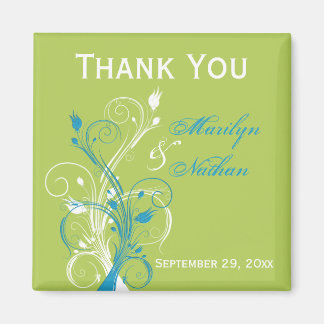 Aimant Bleu Vert Blanc Floral Mariage Favoriser l'aimant