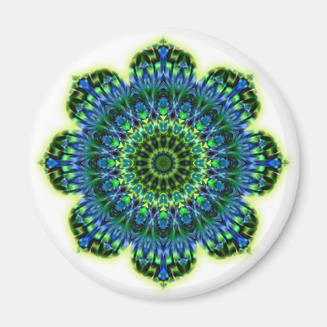 Aimant bleu vert mandala (Devant)