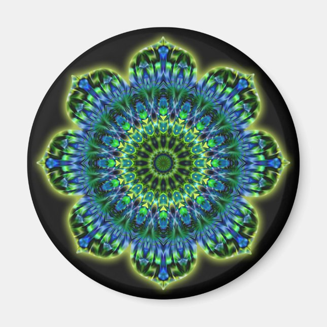 Aimant bleu vert mandala | noir (Devant)