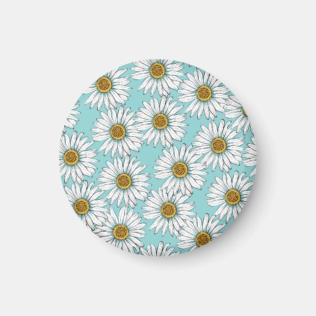 Aimant Bleu Vintage marguerite (Devant)