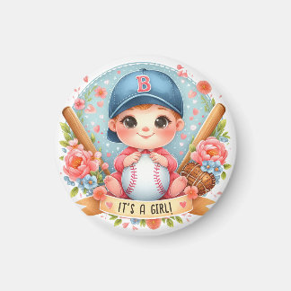 Aimant Bliss de baseball Baby Girl Faire-part Floral Baby