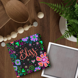 Aimant Bliss Joli Whimsical Inspirationnel Floral Noir