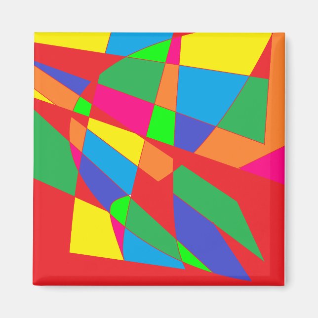 Aimant bloc couleur rouge art (Devant)