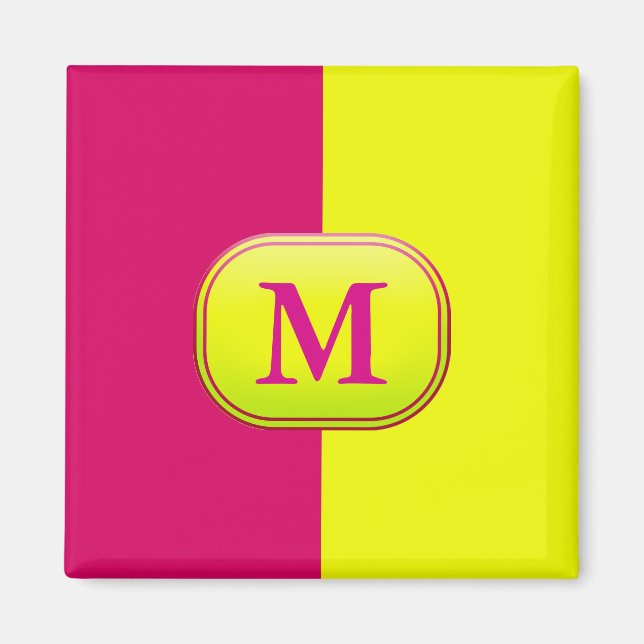 Aimant Bloc de couleur rose et jaune moderne - Personnali (Devant)